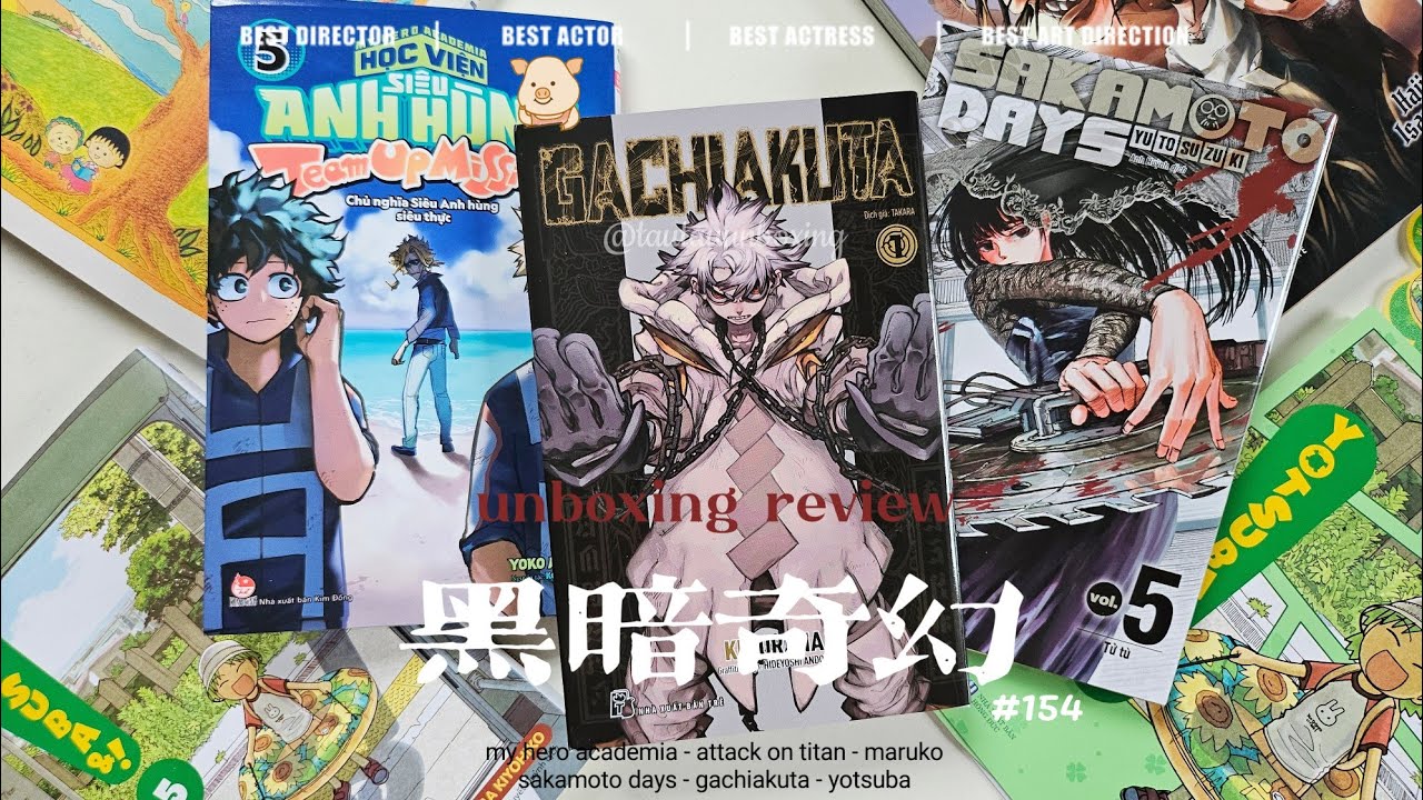 🐽UNBOXING & REVIEW || MANGA HAUL || GACHIAKUTA 1 || SAKAMOTO 5 || AOT 12 || YOTSUBA MHA 5✨Tầu Tẩu🐽