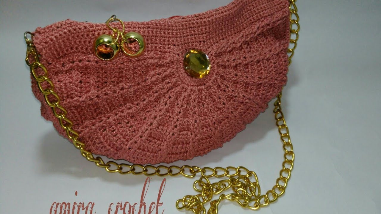 شنطه كروشيه بخيط المكرميه crochet bag