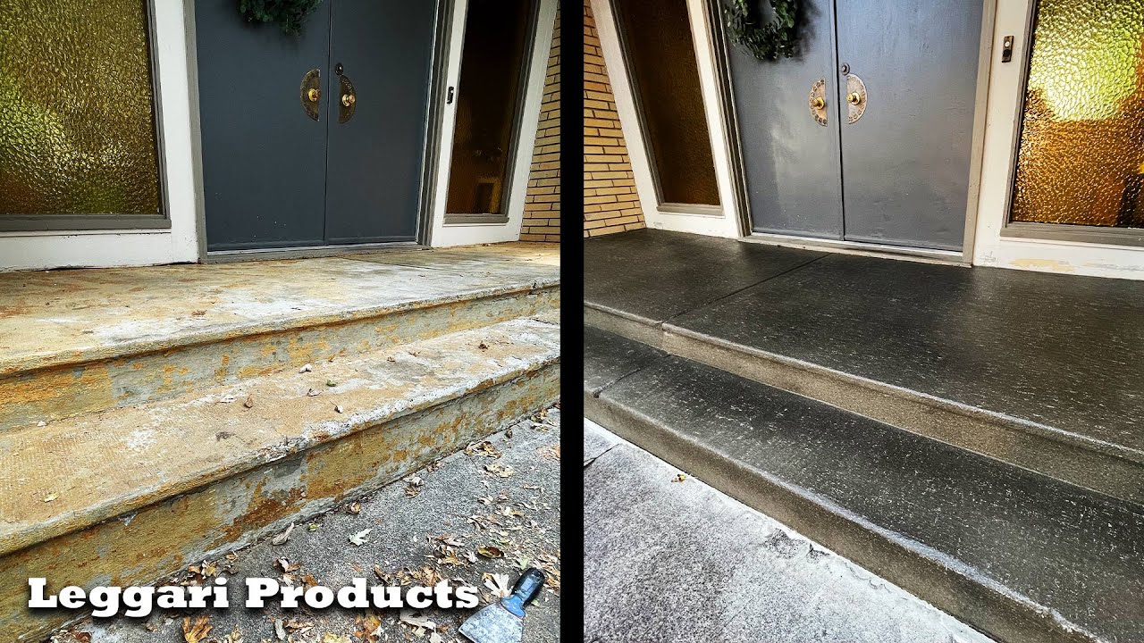 How They Resurfaced A Badly Damaged Concrete Entryway Using Concrete Overlay | Epic Transformation