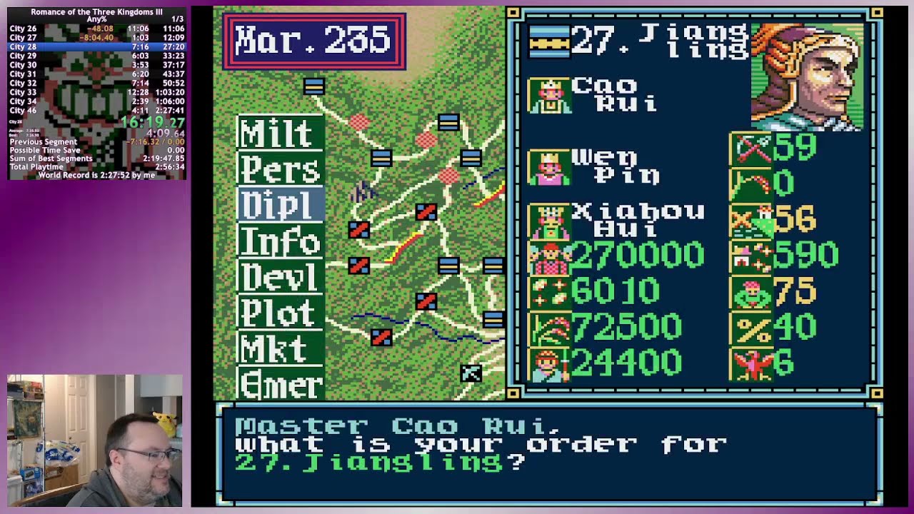 Romance of the Three Kingdoms III (GEN) Speedrun in 2:11:47!
