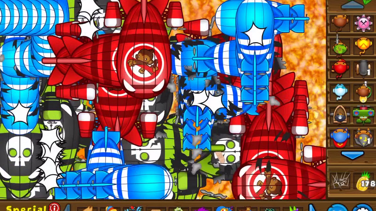 Bloons TD 5 -  Testing 'Ring of Fire' power (lev. 117 Mastery Hard)