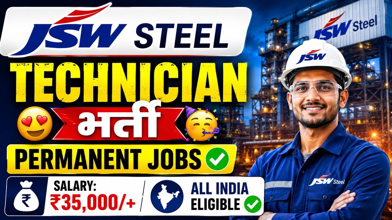 JSW STEEL New Recruitment Out 😍 Permanent Job's Vacancy| All India Eligible 👉|Jsw Steel Jobs Vacancy