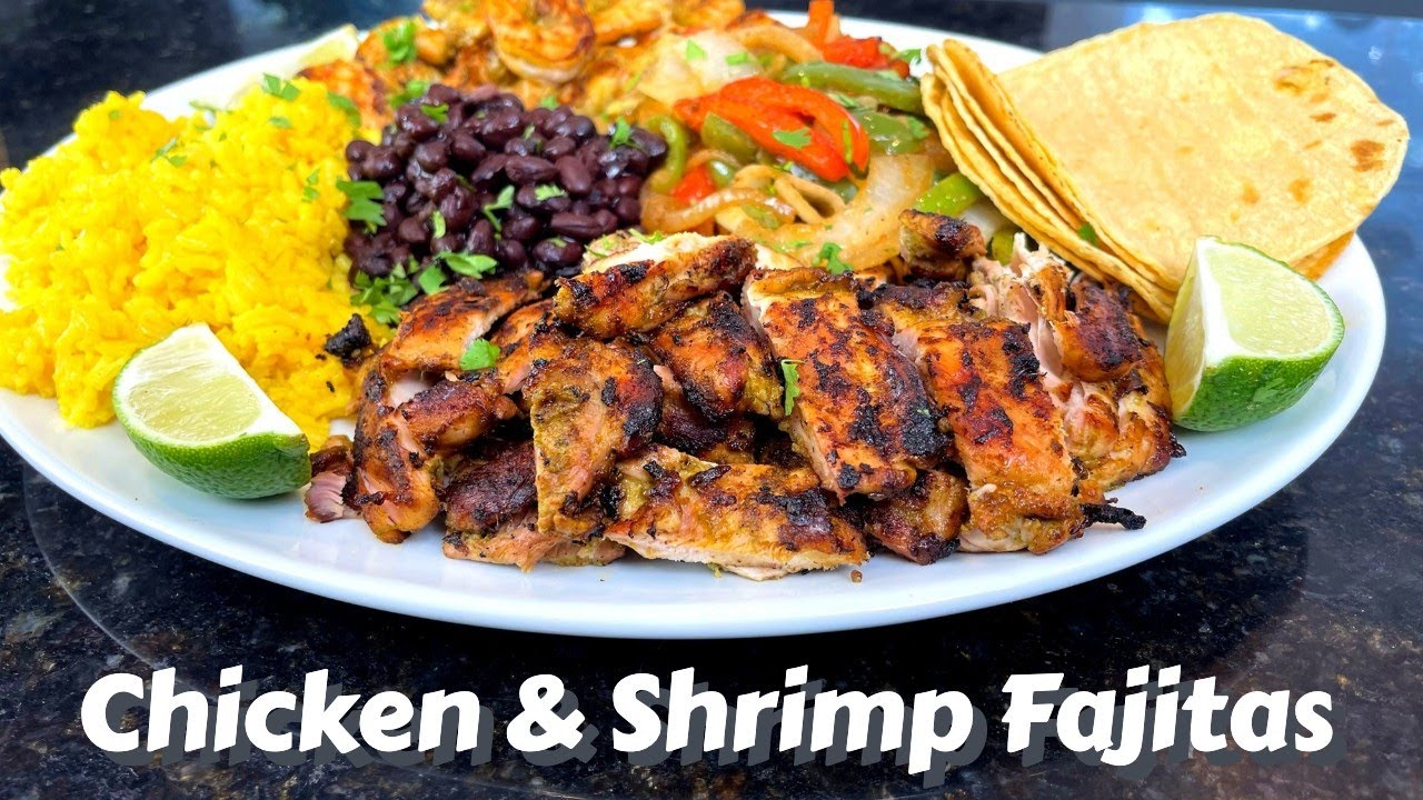 EASY Chicken & Shrimp Fajitas | Homemade Marinade Recipe