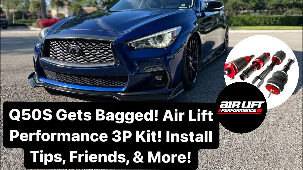 Q50S Gets Bagged!! 😱 Air Lift Performance 3P Kit! Install Tips, Friends, & More! 😈😈 #bags #cars