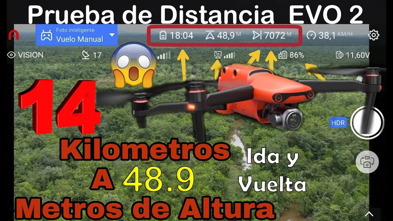 AUTEL EVO 2 PRUEBA DE DISTANCIA  7KM a 48.9 METROS DE ALTURA - CONFIGURACIÓN en ESPAÑOL