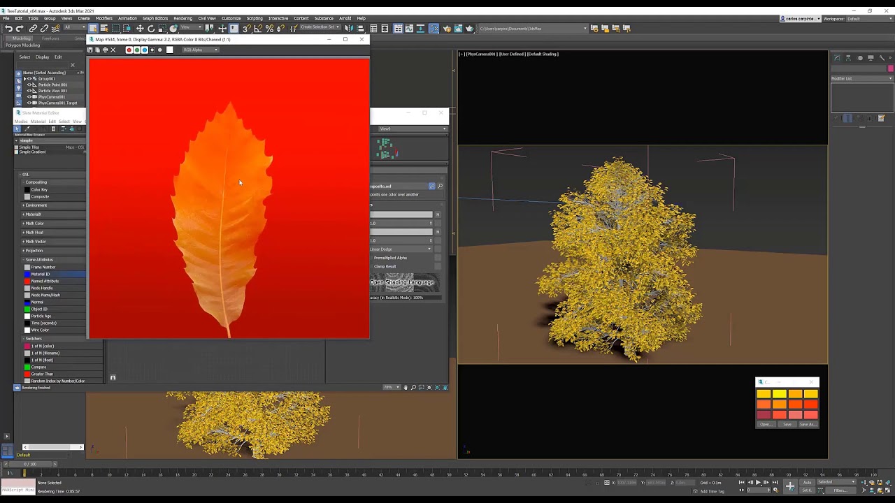 Создание осеннего леса с помощью OSL и PFlow в 3ds Max