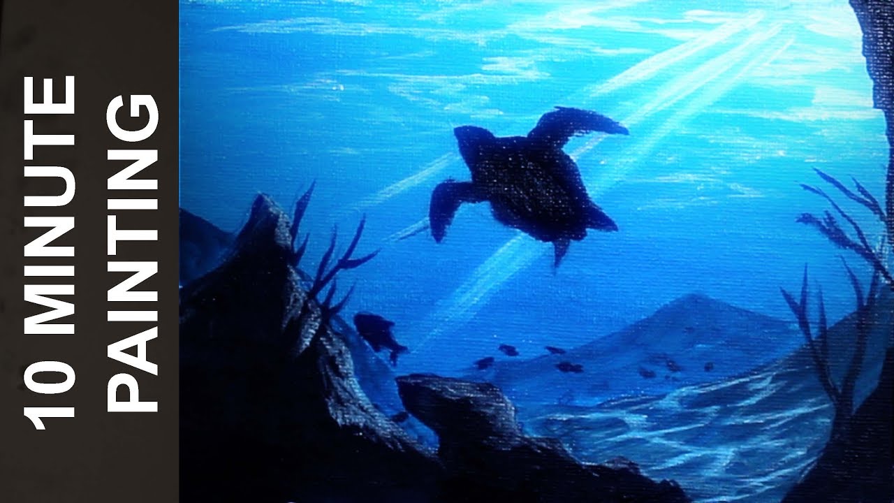 Painting an Underwater Seascape with Acrylics in 10 Minutes!