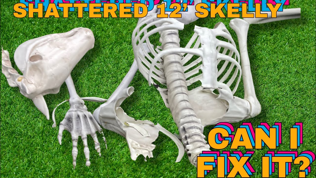 Fixing a SHATTERED 12 FOOT SKELLY!!!  HALLOWEEN SPECIAL!!! 