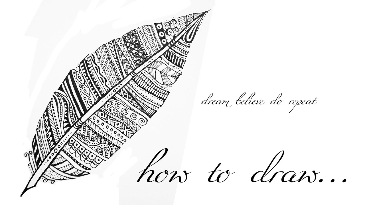 DIY Speed Drawing ♥ Black & White Mandala Zentangle ♥ FEATHER | FEDER
