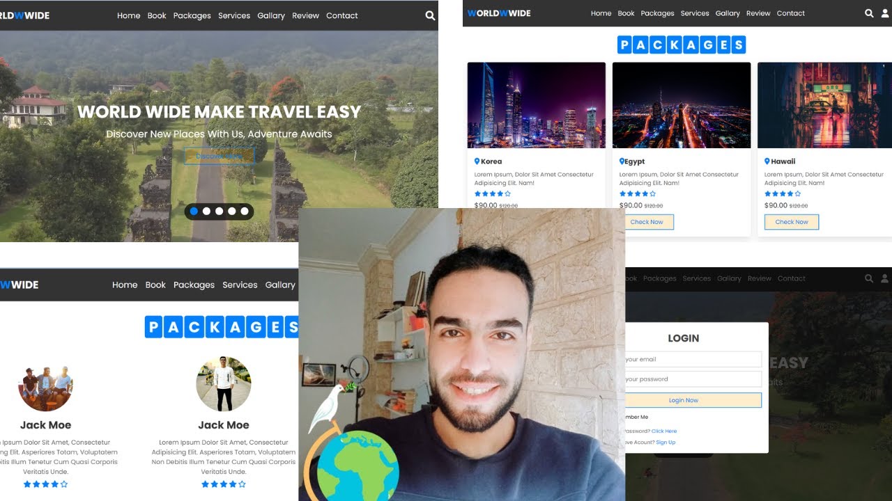 تعلم javaScript من خلال انشاء موقع متكامل بإستخدام  CSS | HTML | javaScript إنشاء موقع وكالة رحلات 1