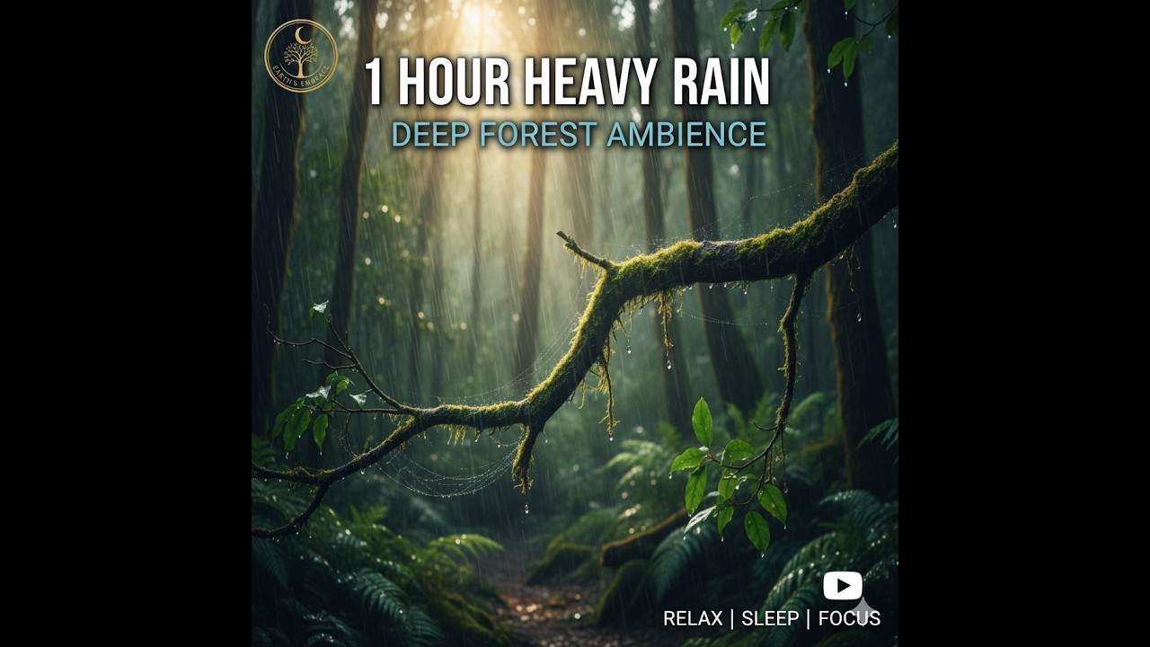 1 Hour Heavy Rain in the Deep Forest | Earth's Embrace
