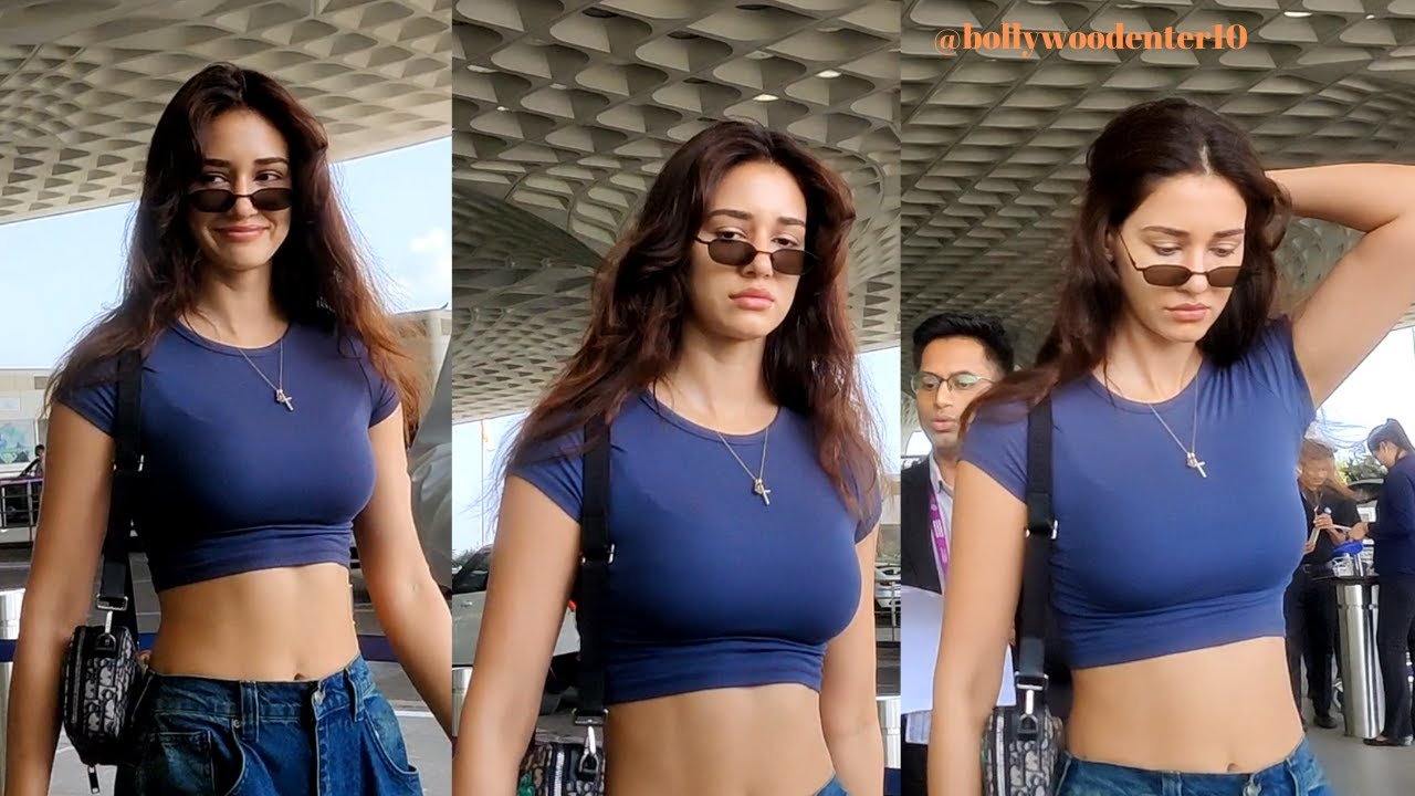 Baapre!!!Ekdum Bombshell🔥Disha Patani Flaunts Her Huge Figure In Her Outfit, Tiger Shroff At Airport