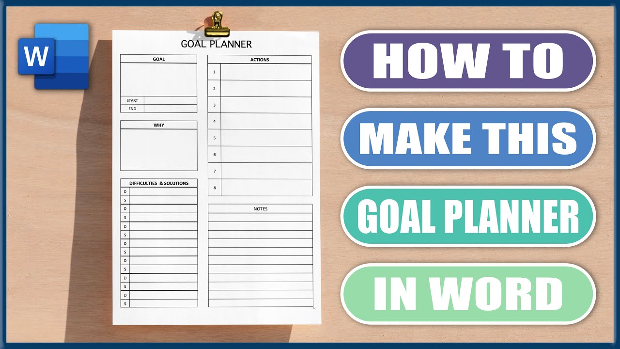 How to make a Goal Planner in word | Microsoft Word Tutorials