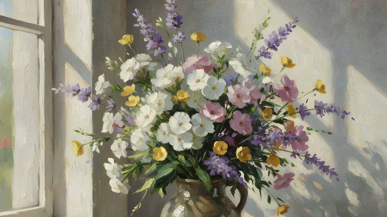 Flowers TV Art UHD 4K Silent Screensaver Nature TV Wallpaper 2 Hours | 1 Oil Painting TV Background