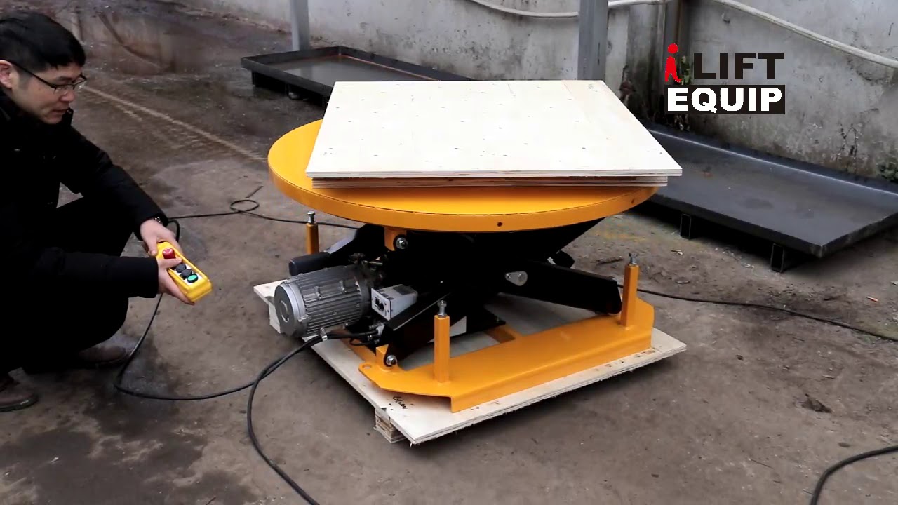 i-LIFT Stationary lift table with carousel turntable, rotating lift table, electric turntable loader