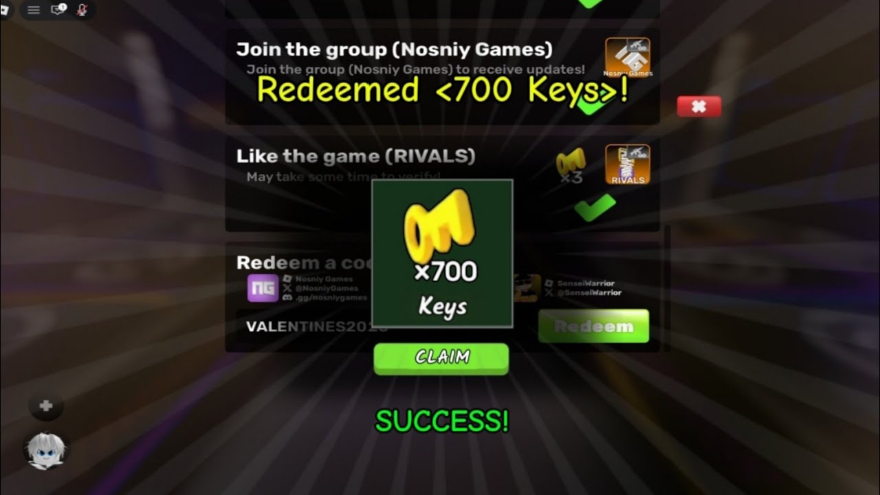 ALL NEW SECRET UPDATED KEY CODES (VALENTINES UPDATE!) | RIVALS (Roblox Rivals)