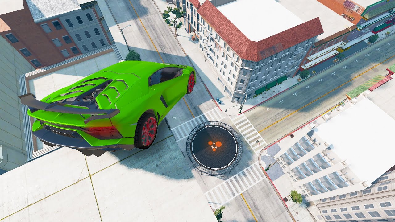Trampoline vs Cars / chances of survival 5% / BeamNG.Drive #21