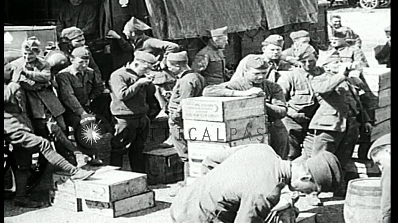 American Expeditionary Forces (AEF) unload supplies from a train at a depot in Fr...HD Stock Footage