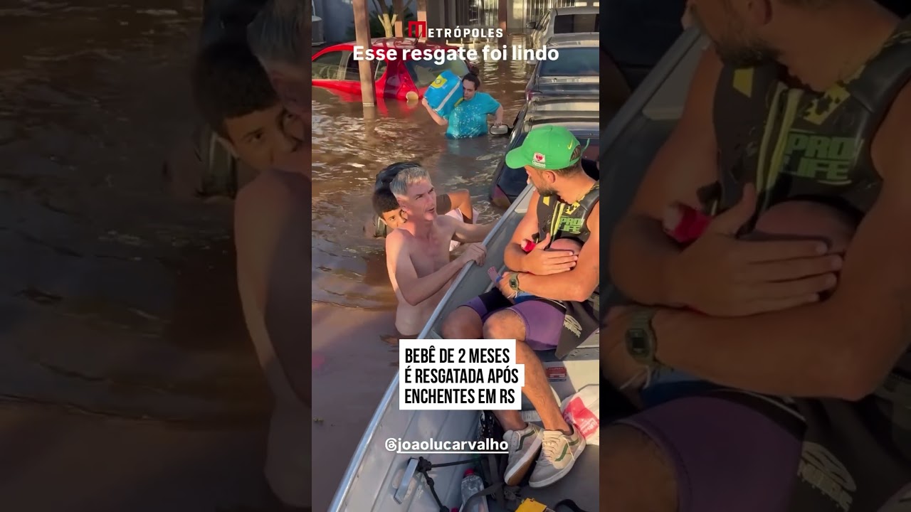 Bebê de 2 meses é resgatada após enchentes no Rio Grande do Sul