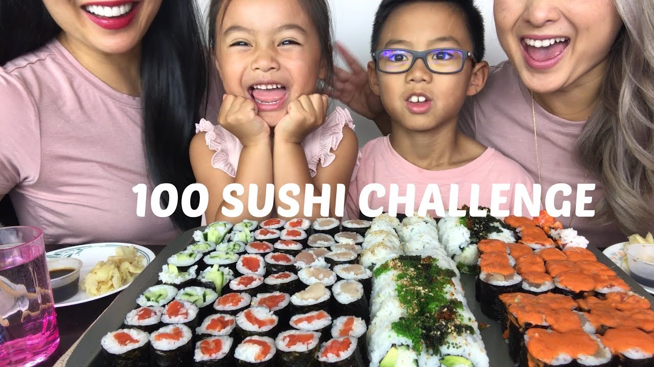 100 SUSHI CHALLENGE [MUKBANG] Celebrating 10K - Lets Eat