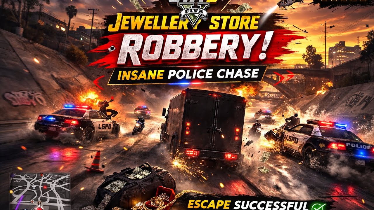 #GTA 5 Story Mode Jewellery Heist | #High Speed Police Chase & Escape