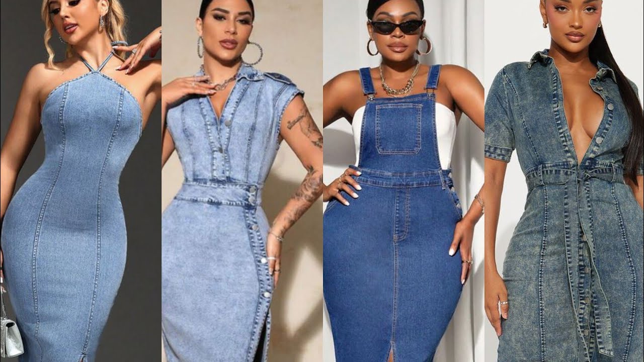 Latest Denim dresses for ladies; Elegant Denim gowns 2025