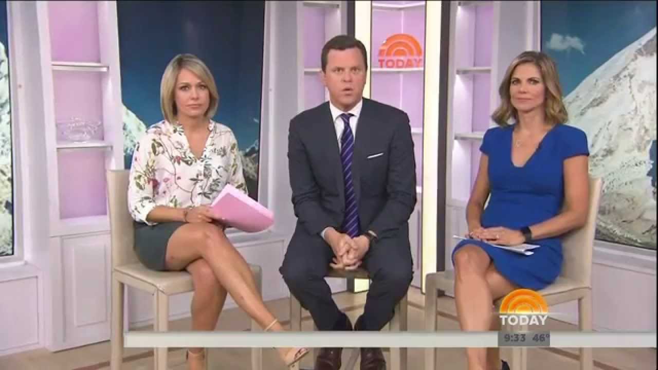 Dylan Dreyer - leather skirt & ankle strap high heels - September 15, 2015