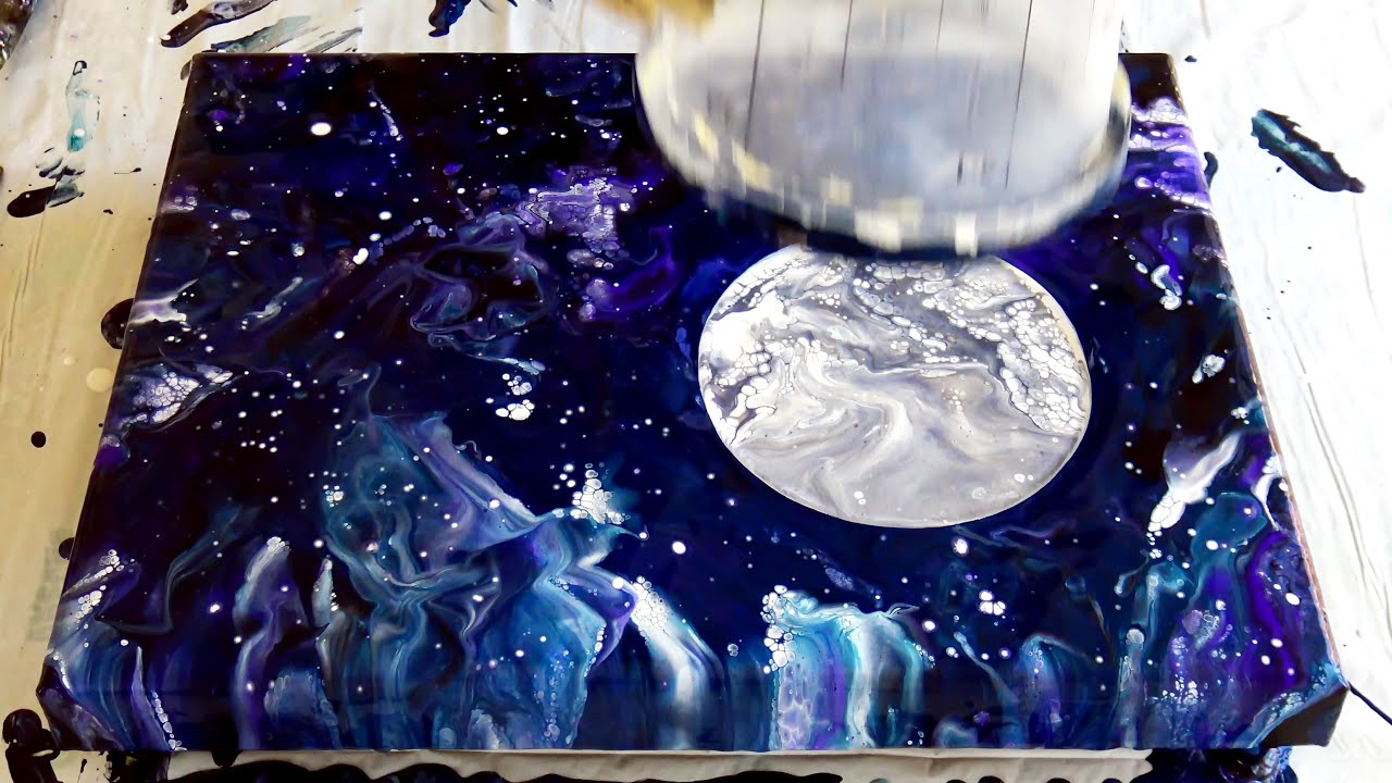 (931) THE MOON🌜~ Acrylic Pour Painting ~@OlgaSoby Inspired ~ Dancing Universe ~ Abstract Fluid Art