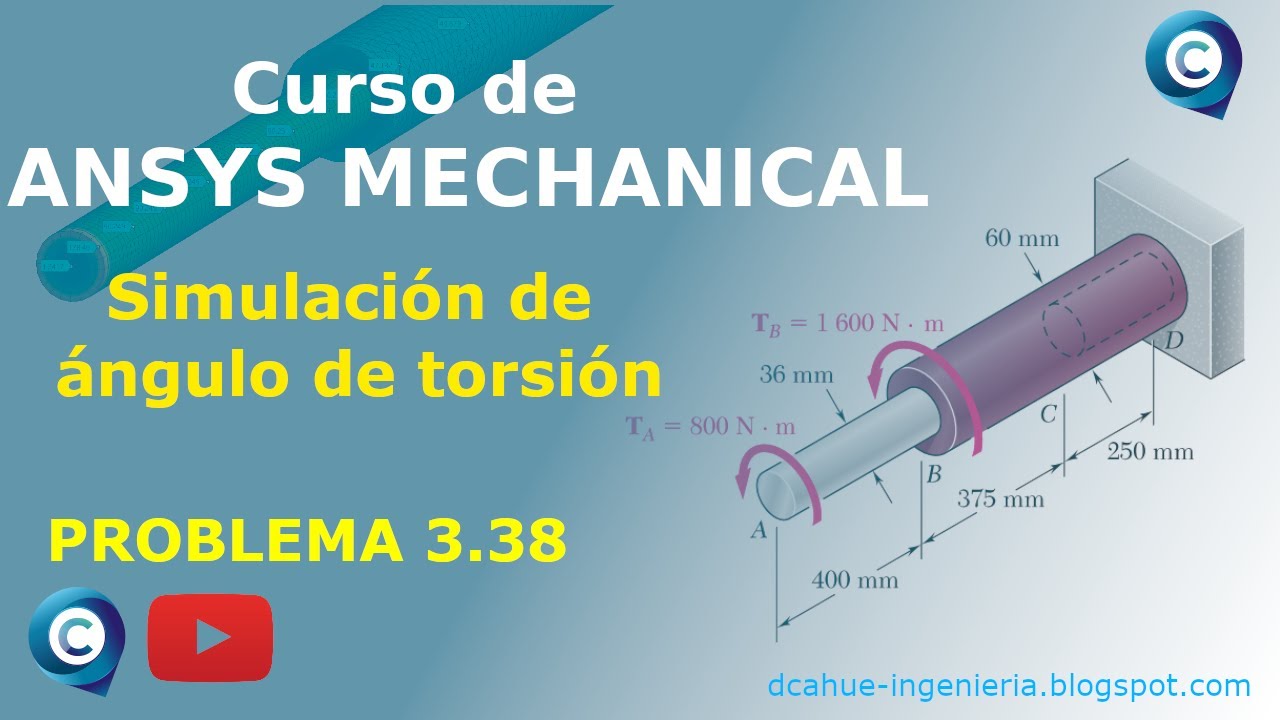 МОДЕЛИРОВАНИЕ УГЛА ЗАКРУЧИВАНИЯ | МЕХАНИКА МАТЕРИАЛОВ | ANSYS | БИР И ДЖОНСТОН | ЗАДАЧА 3.38