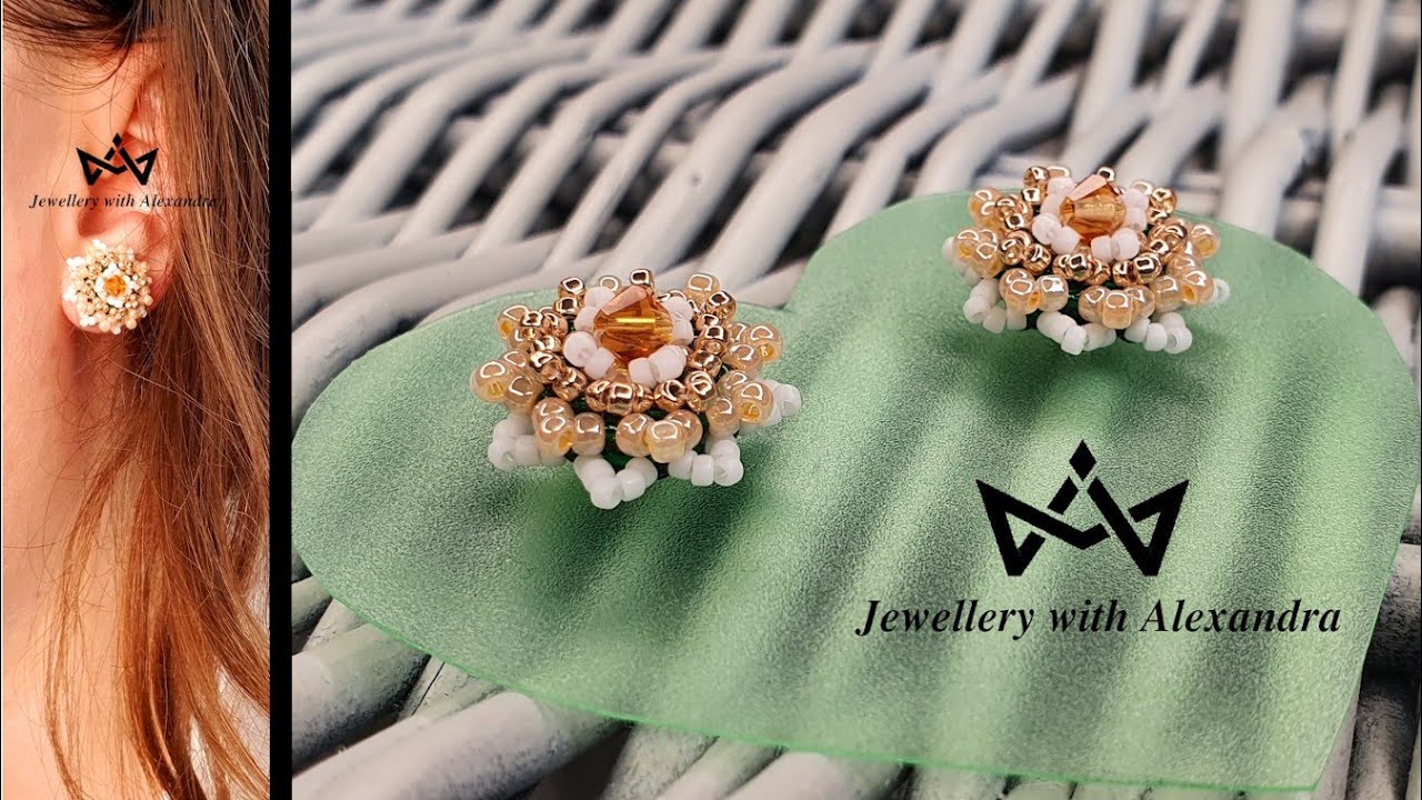 🌺 How to make 3D flower earrings - the Eliza earrings - diy handmade beaded stud earrings 🌼