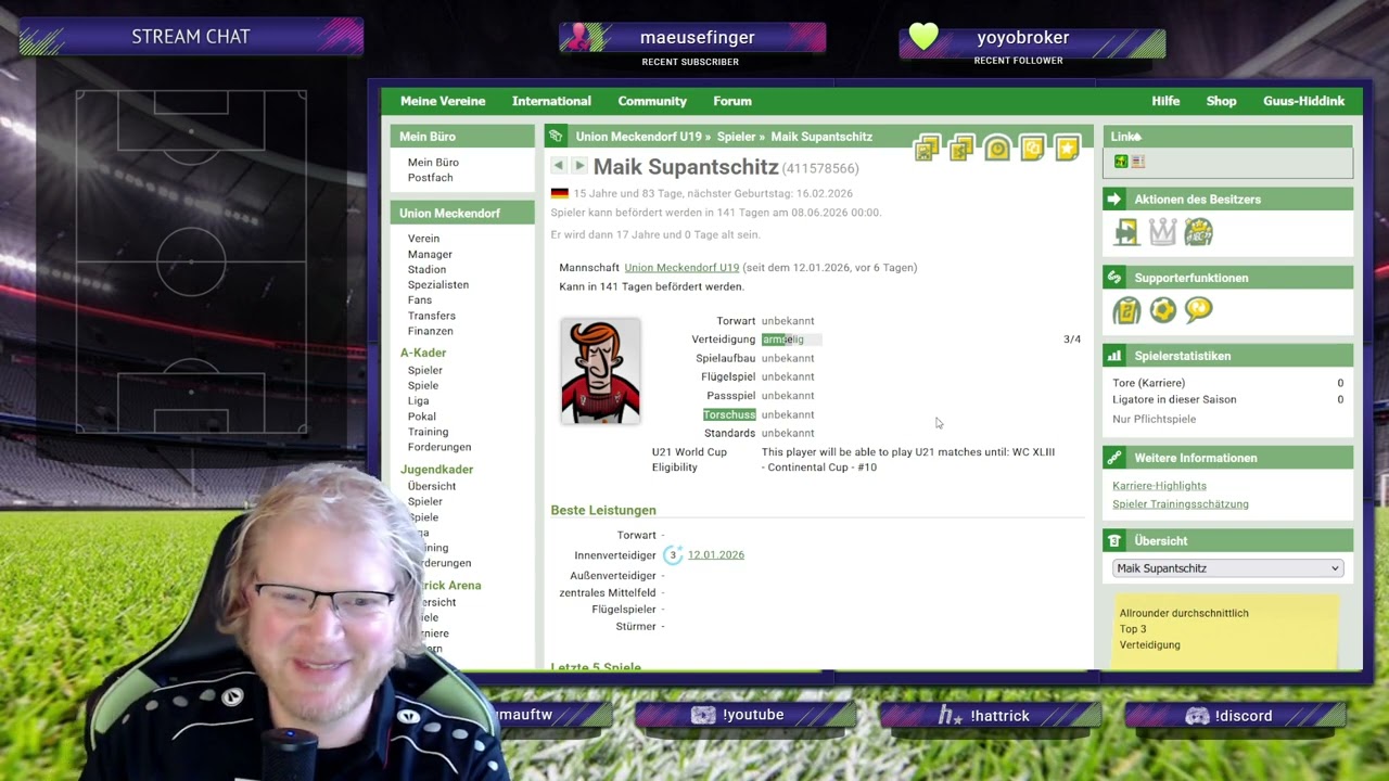 Hattrick Tutorial - Jugendinternat - Scout Sprüche