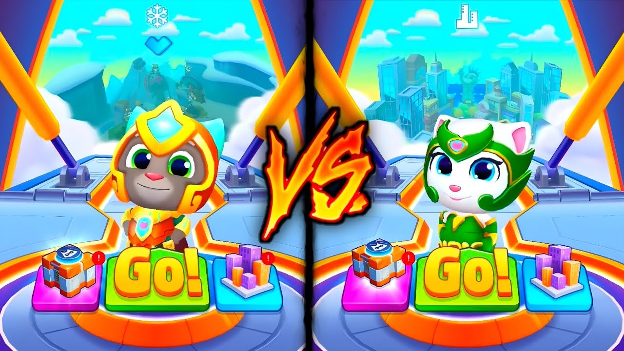 TALKING TOM HERO DASH : GOLD FLASH TOM VS EMERALD ANGELA - RUNNING GAMEPLAY