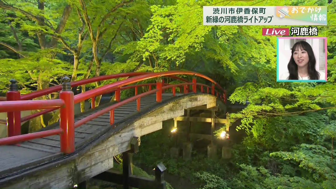 【おでかけ情報】新緑の伊香保温泉・河鹿橋（渋川市）から中継(25/05/16)