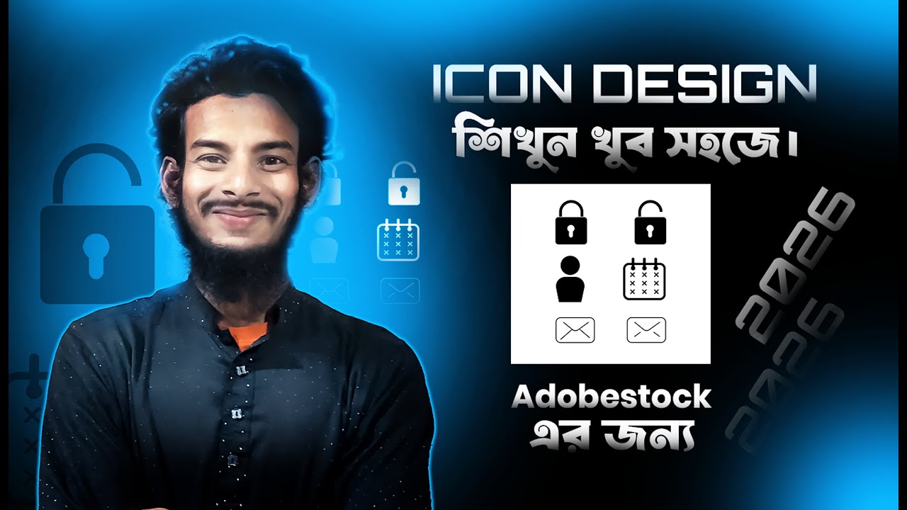 Icon Design শিখুন খুব সহজে  Adobe Illustrator দিয়ে Icon Design Tutorial  Adobe Stock 2026