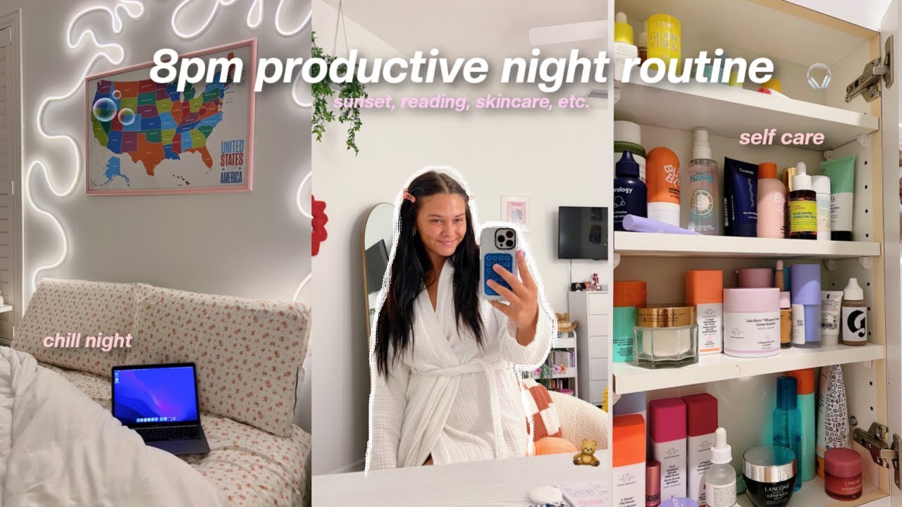 8pm NIGHT ROUTINE: productive + cozy, self care, reading
