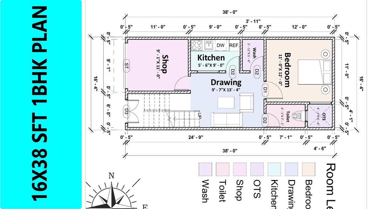 16x38 Sq Ft 1BHK West Facing Vastu House Plan with Shop | Small House Design | Infra Home Studio