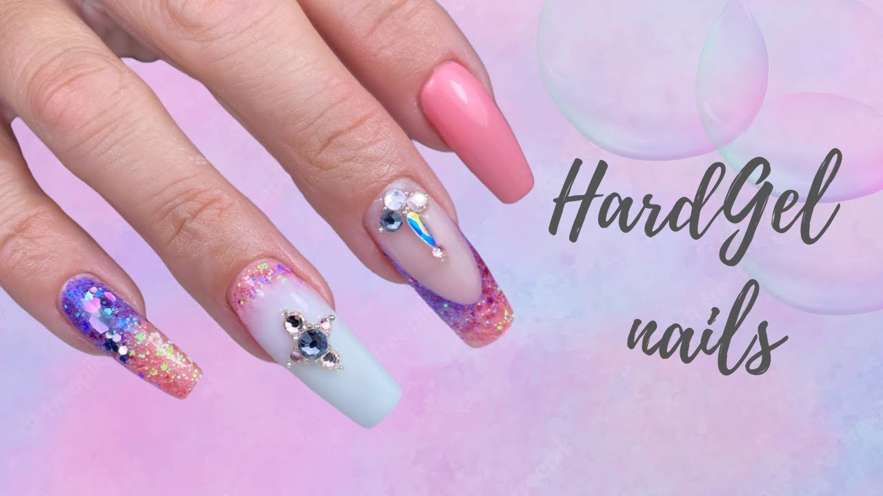 Pink and purple Hard builder gel nails & acrygel/ my filing technique/How to use acrygel for french