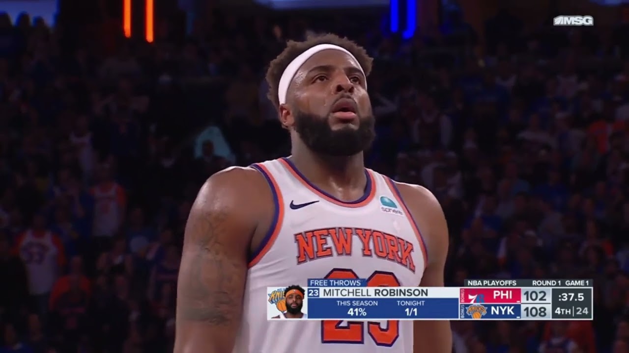 The 76ers intentionally foul the 41% FT shooter Mitchell Robinson I NBA Playoffs Game 1 #nba