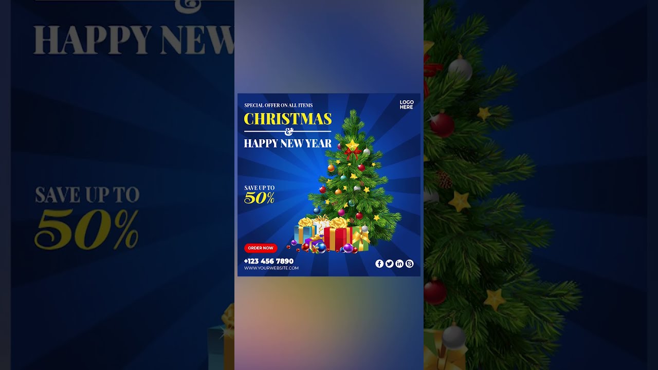 How to Design poster for Christmas and Happy New Year
