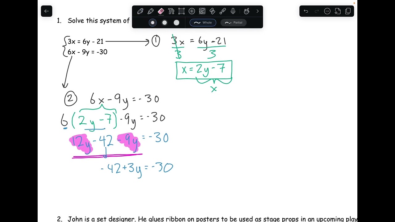 Solving Systems of Linear Equations by Substitution