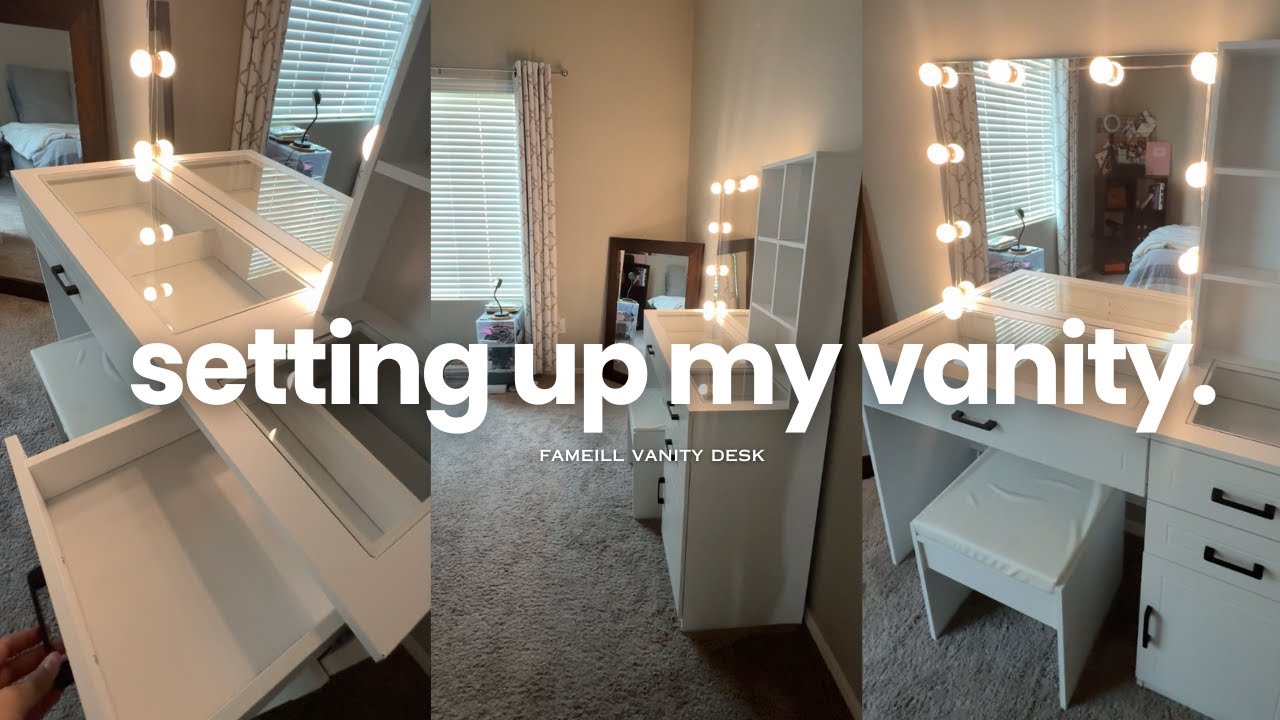 setting up my vanity desk ✨🤍 // posting drafts @kirstylovesjesus