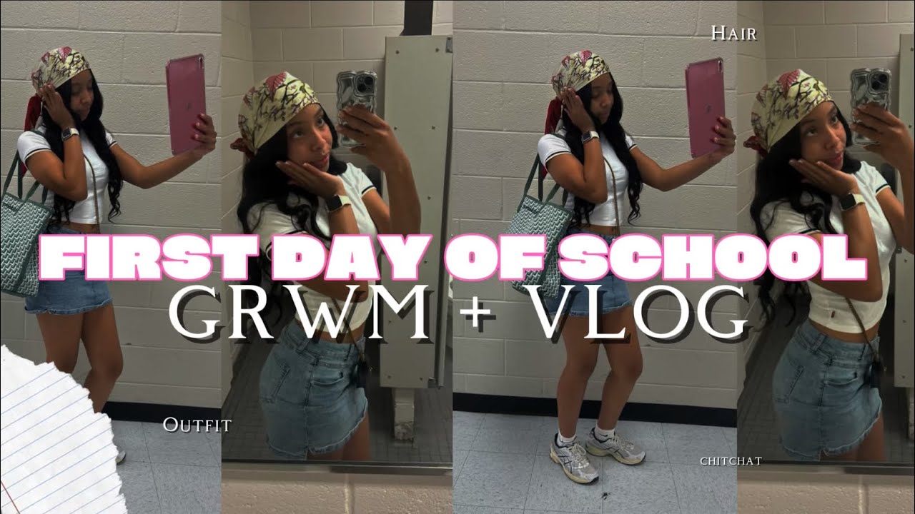 GRWM FIRST DAY OF SCHOOL + VLOG 🎀🫧📸 | friends, pep rally, yap & more!