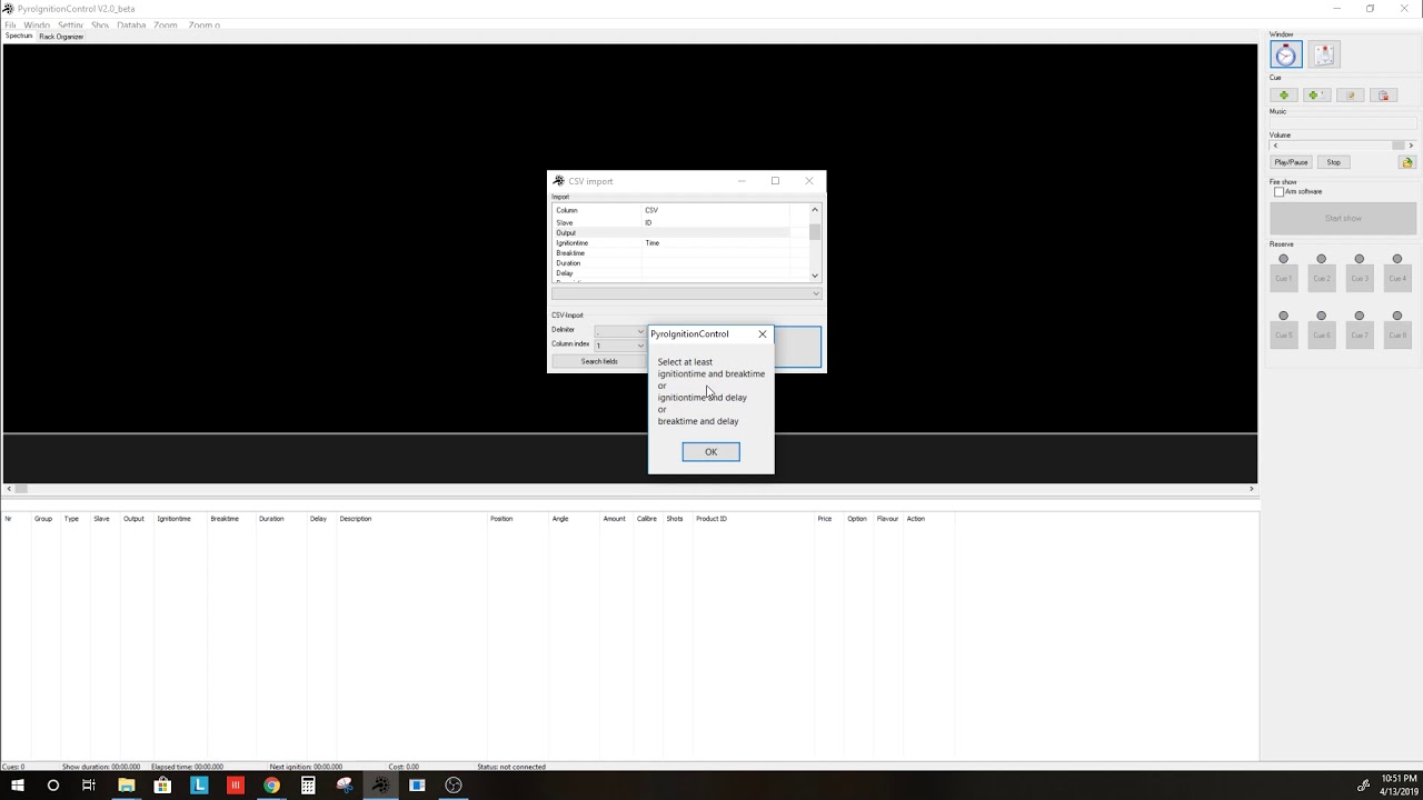 302 fireTEK - Loading CSV script with PyroIgnitionControl