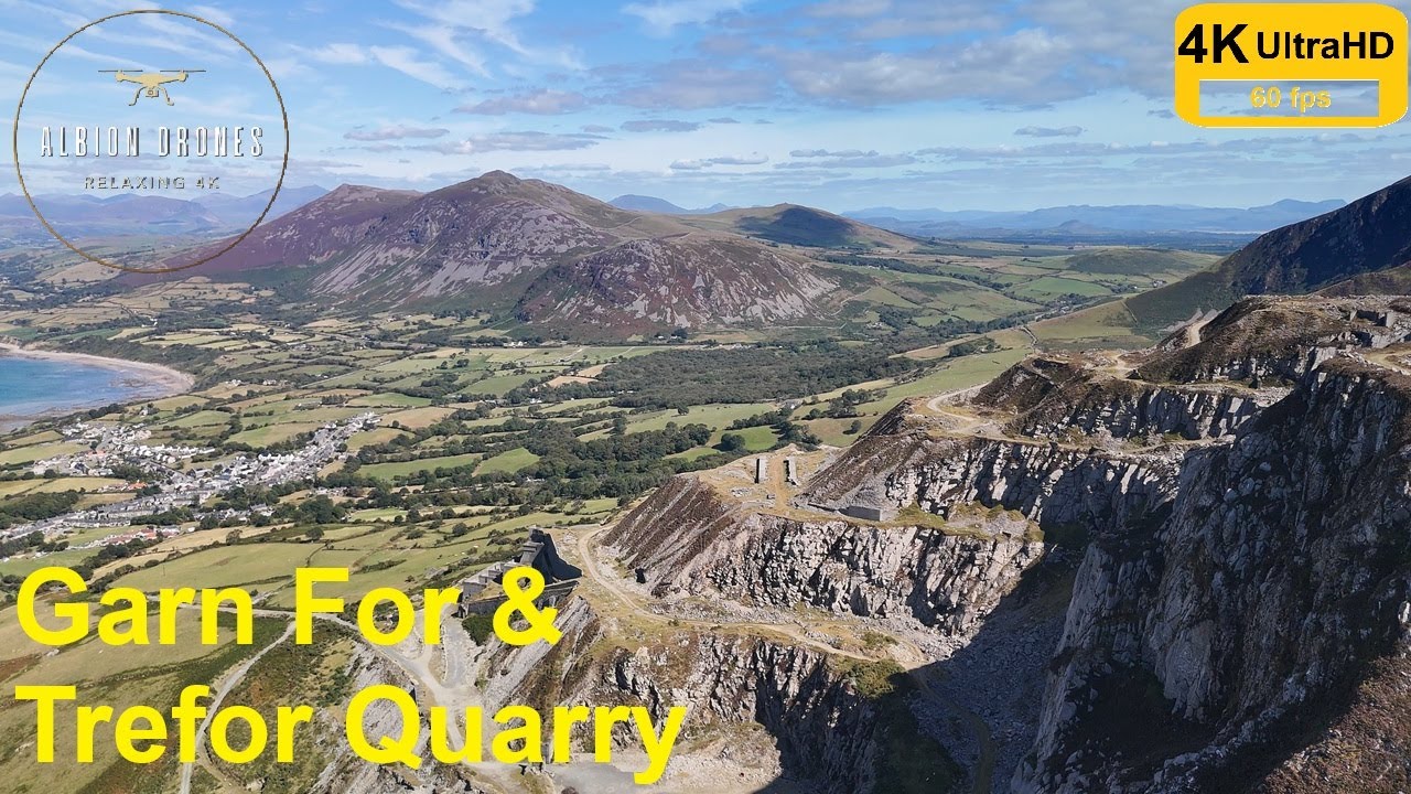 Garn For (Mynydd Gwaith) and Trefor Quarry, Llyn Peninsula, North Wales - DJI AIR3 4K
