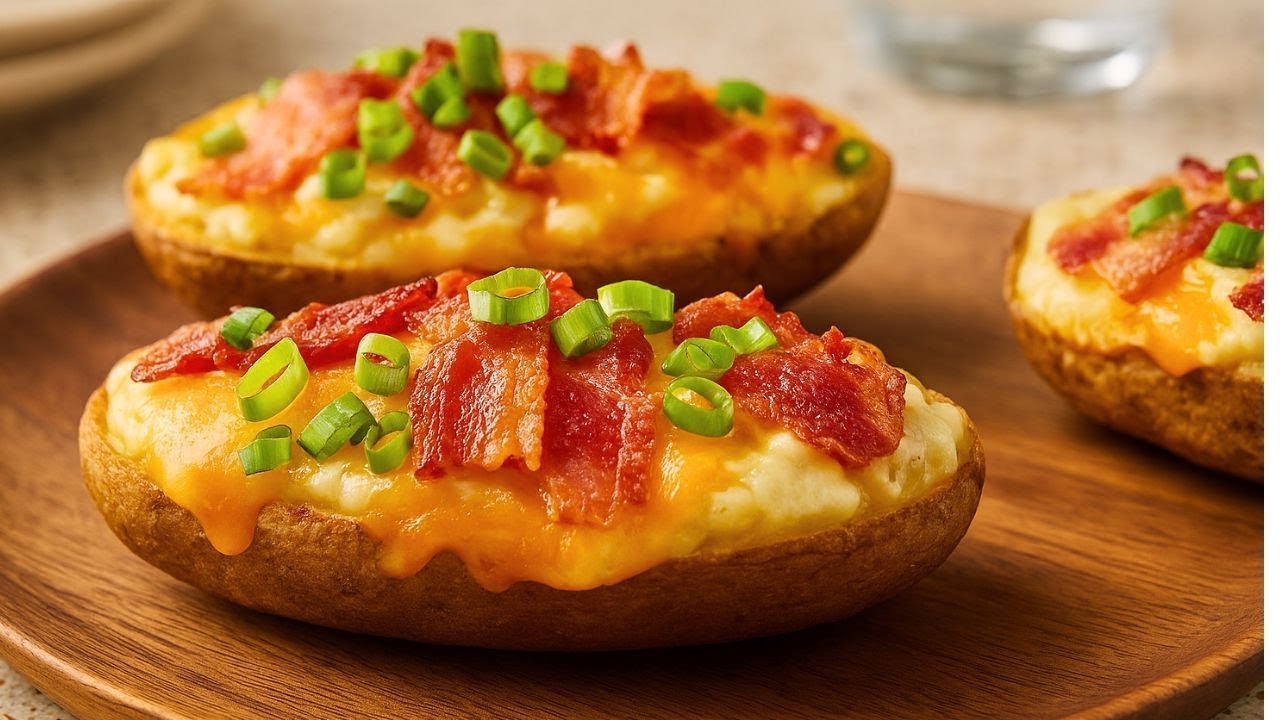 Only 1 Potato! A simple recipe for baked potatoes with BACON– Cheesy potatoes with real potatoes