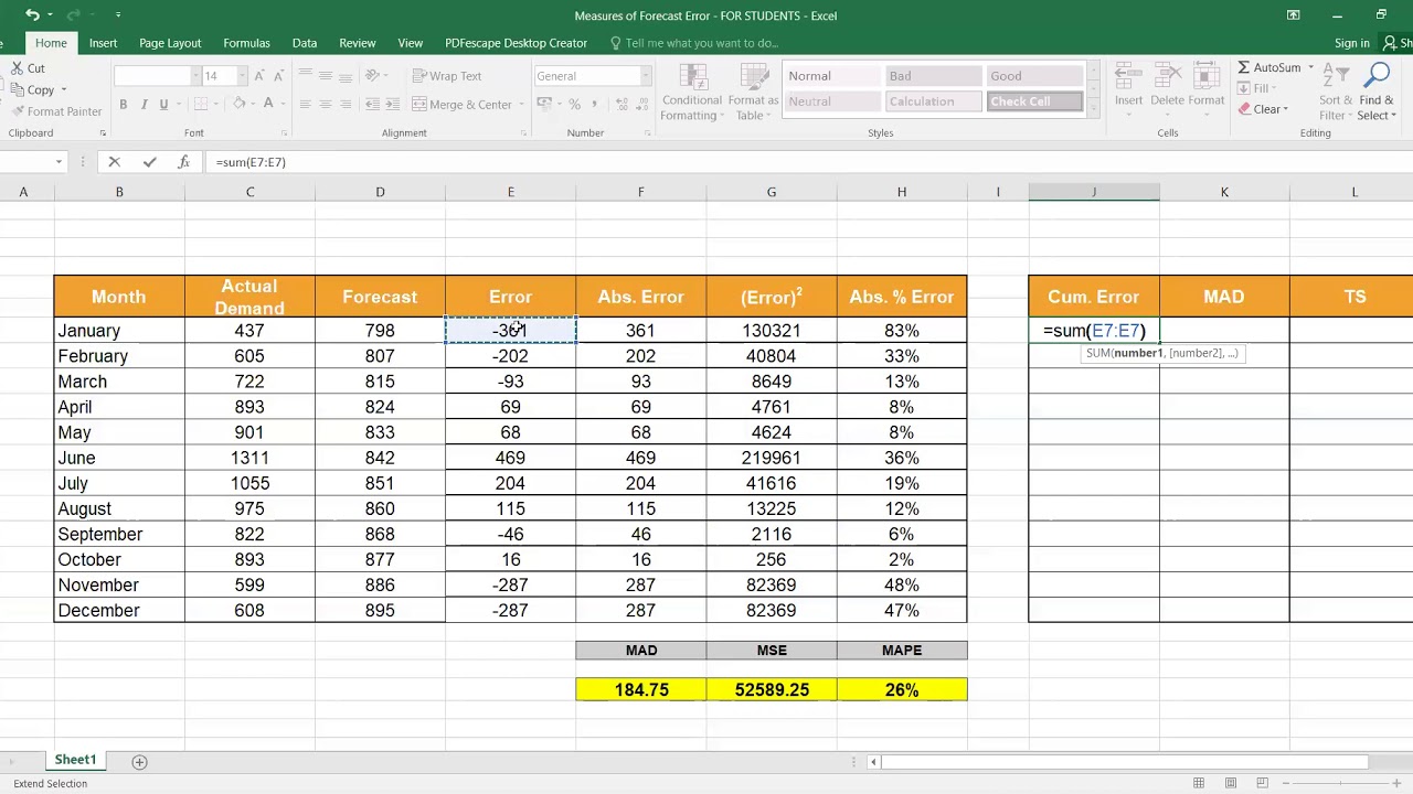 03_01_P2 Measures of Forecast Error Using Excel