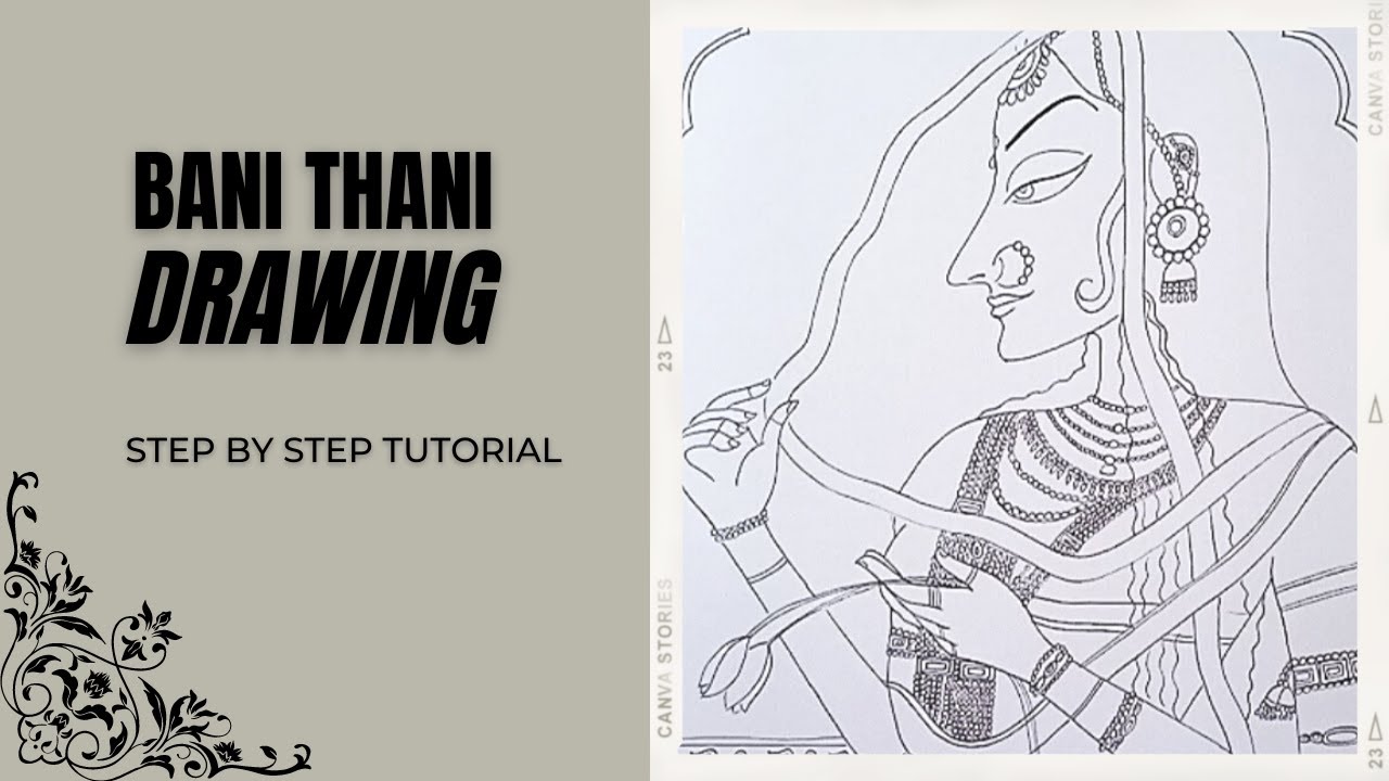 How to draw Bani thani || step by step tutorial part 1|| Indian traditional art