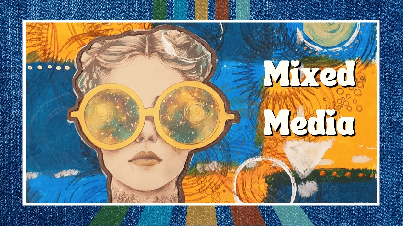 Cosmic Glasses & Colorful Layers | Mixed Media Art Page | Relax & Create