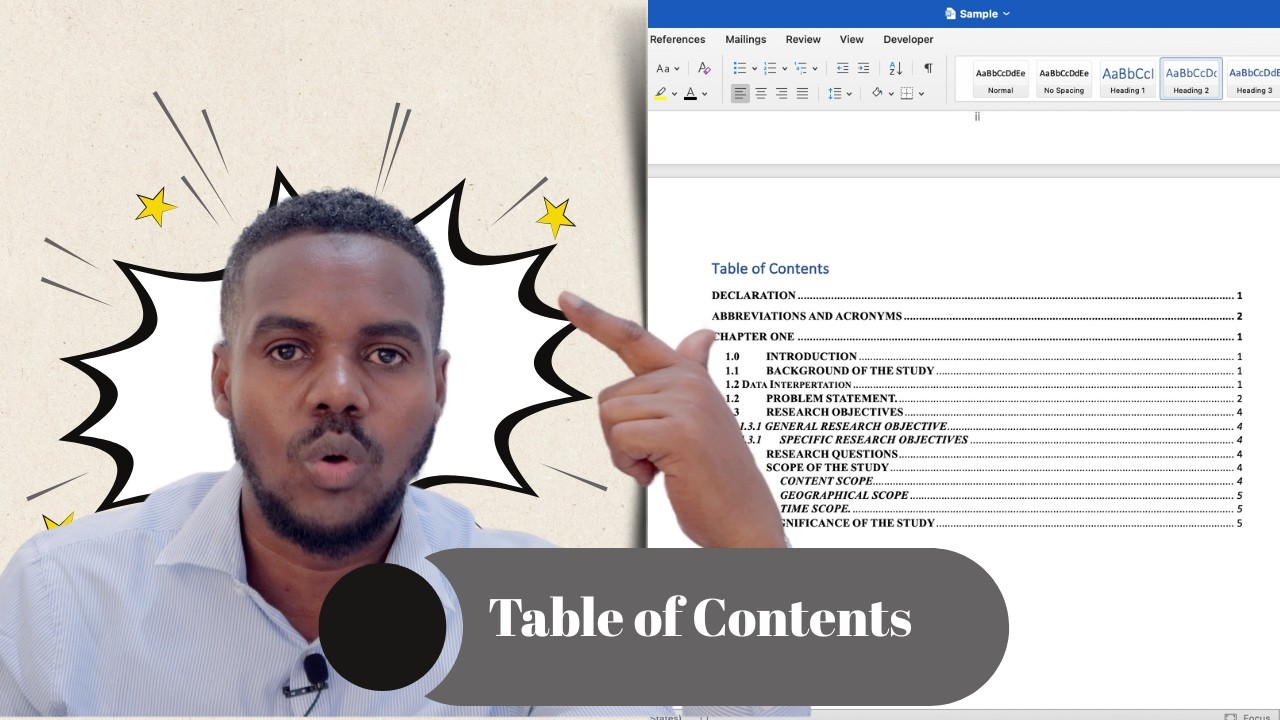 Cashar ku saabsan sida loo sameeyo Table of Contents ka