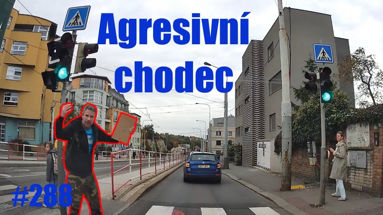 Agresivní chodec, Bolt idioti, jízdy v protisměru, ženy za volantem, atd. Dashcam kompilace #288